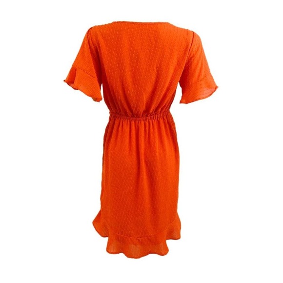 MICHAEL KORS WOMENS pullover FAUX-WRAP RUFFLE MINI with flutter sleeves - Picture 2 of 3